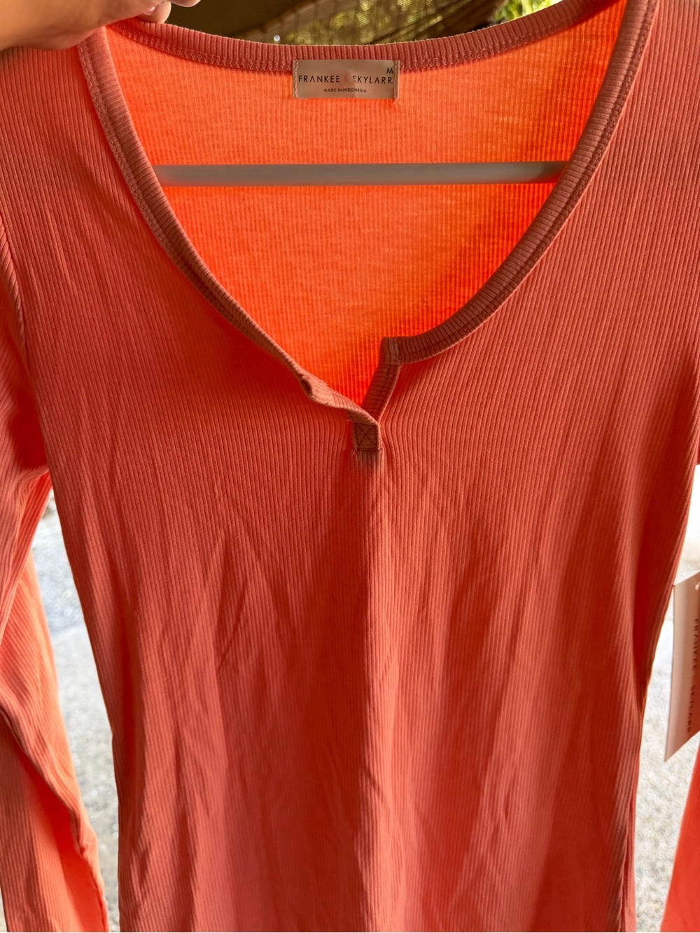 Coral Long-Sleeve Ribbed Top - Picture 4 of 4